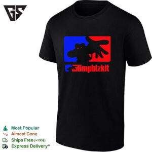 Limp Bizkit Logo Parody Sports League Style Red And Blue Graphic Print T-Shirt