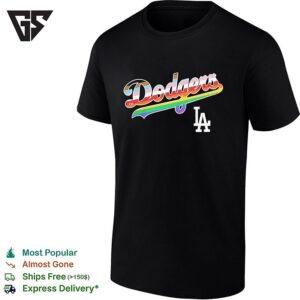 Los Angeles Dodgers Wite Lgbt Pride Flag Pattern T-Shirt