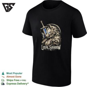 Loyal Shadow Wolf Sword Shield Fantasy Crest Art T-Shirt