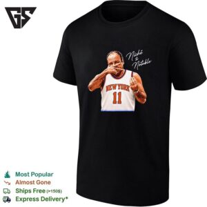 Man Wearing New York Knicks Number 11 Jersey Niche To Notable T-Shirt