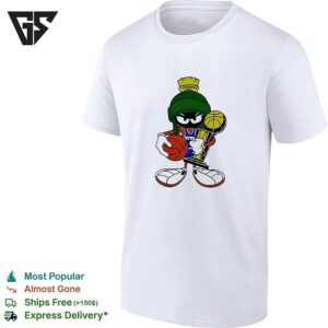 Marvin The Martian Wearing New York Kicks Jersey Holding Trophy And Basketball T-Shirt