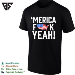 Merica Censored Bold USA Map Flag Text T-Shirt