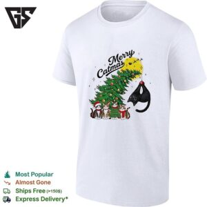 Merry Catmas Cats Around Christmas Tree Holiday Humor T-Shirt