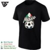 Mexico Soccer Flaming Ball Flag Diamond Vintage Dark T-Shirt