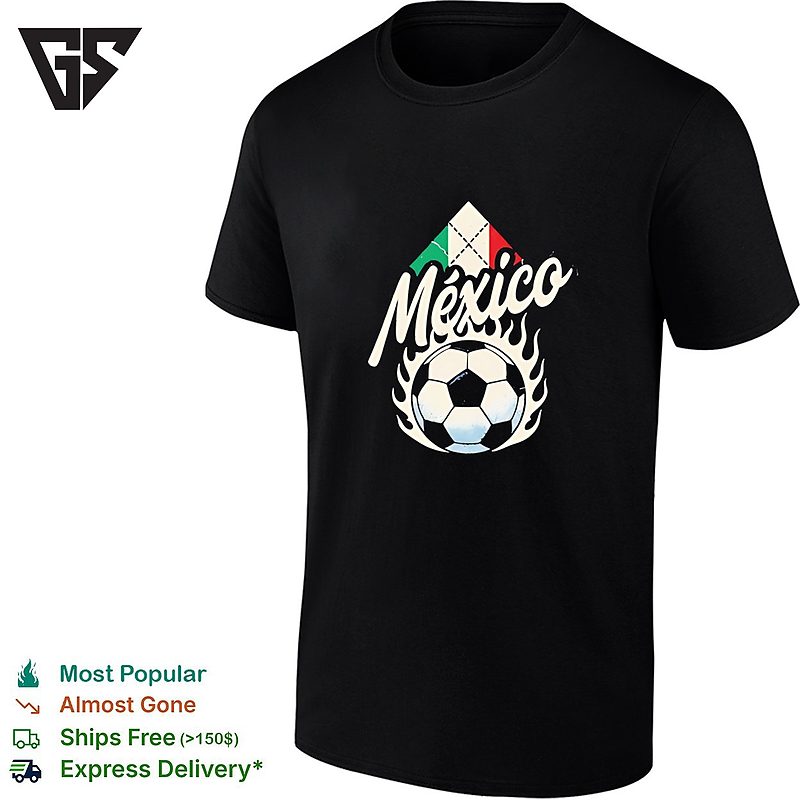 Mexico Soccer Flaming Ball Flag Diamond Vintage Dark T-Shirt Mexico Soccer Flaming Ball Flag Diamond Vintage Dark T-Shirt