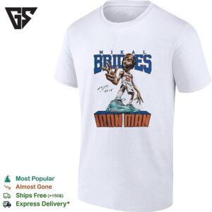 Mikal Bridges New York Knicks Iron Man NBA Signature Caricature T-Shirt