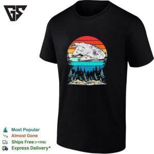 Millennium Falcon Star Wars Retro Forest Sunset Vintage T-Shirt