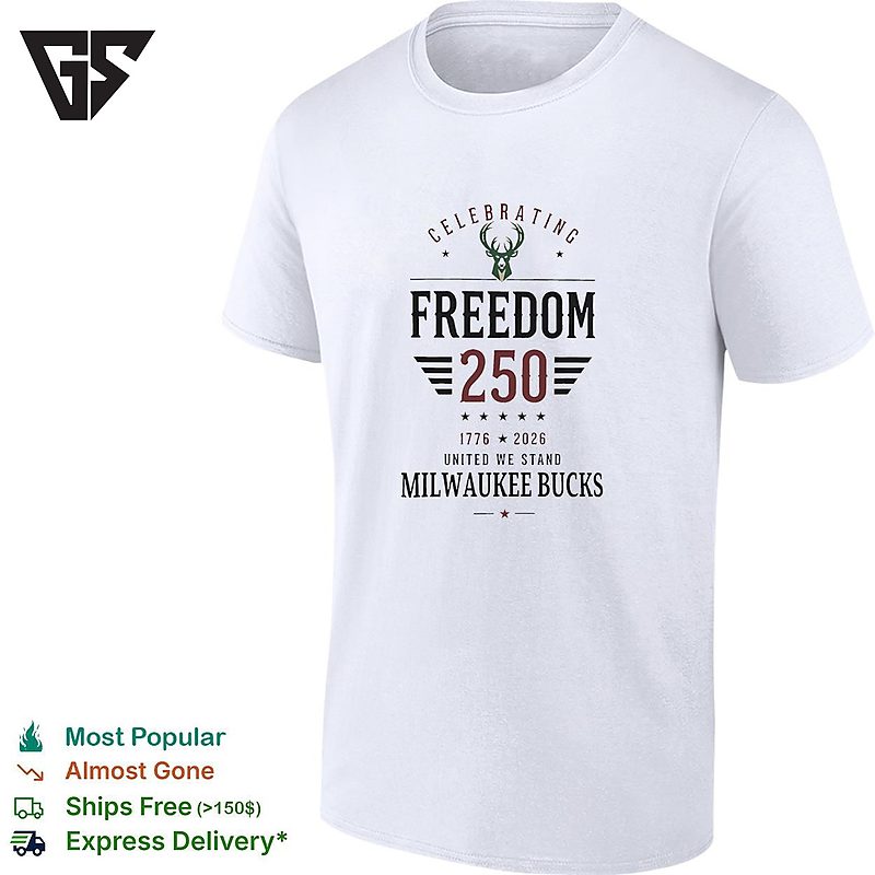 Milwaukee Bucks X Celebrating Freedom 250 Honor Courage Liberty United We Stand T-Shirt Milwaukee Bucks X Celebrating Freedom 250 Honor Courage Liberty United We Stand T-Shirt
