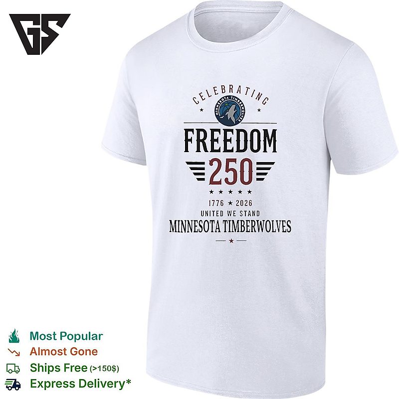 Minnesota Timberwolves X Celebrating Freedom 250 United We Stand 1776 2026 T-Shirt Minnesota Timberwolves X Celebrating Freedom 250 United We Stand 1776 2026 T-Shirt