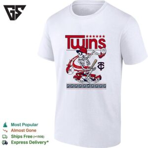 Minnesota Twins Skeleton Baseball Player Batting Vintage Art T-Shirt