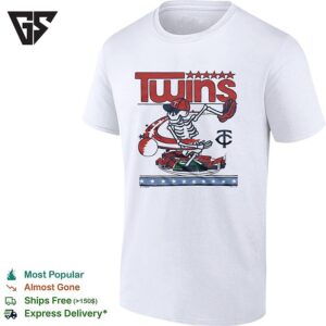 Minnesota Twins X Grateful Dead Skeleton Skateboard Mlb Graphic T-Shirt