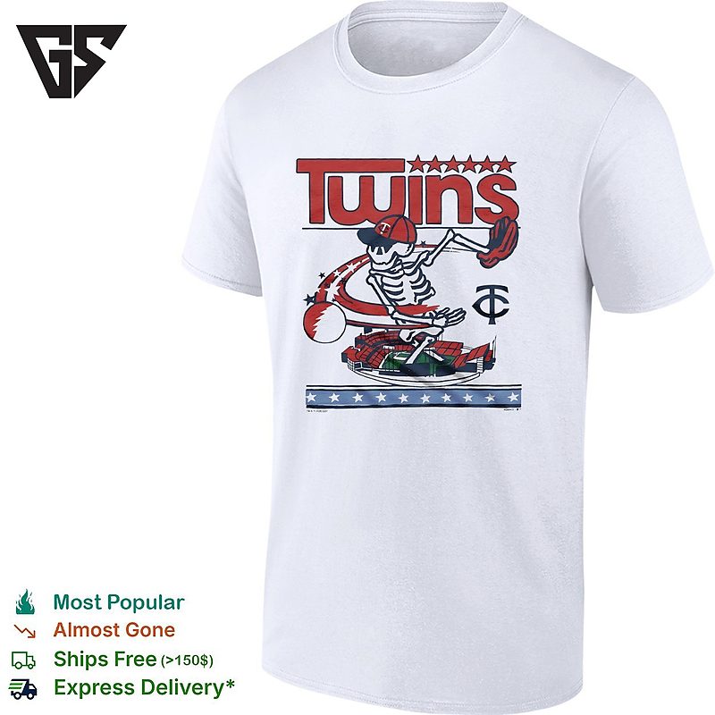 Minnesota Twins X Grateful Dead Skeleton Skateboard Mlb Graphic T-Shirt Minnesota Twins X Grateful Dead Skeleton Skateboard Mlb Graphic T-Shirt