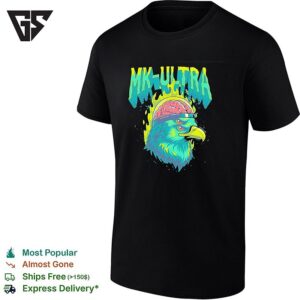 Mkultra Green And Yellow Eagle With Glowing Brain Illustration Graphic T-Shirt