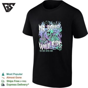 Mr Bones Wild Ride The Ride Never Ends Skeleton Roller Coaster Amusement Park T-Shirt