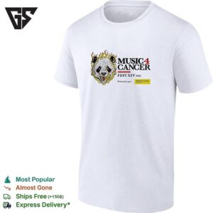 Music 4 Cancer Fest Xiv 2026 Flaming Panda Artistic Event Promotional White T-Shirt