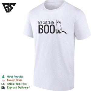 My Cat Is My Boo Ghost Halloween Costume Funny Animal Theme White Graphic T-Shirt