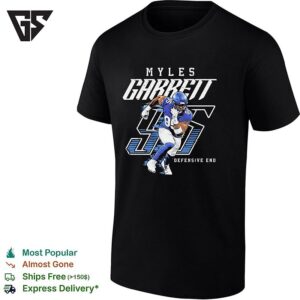 Myles Garrett 95 Cleveland Browns Defensive End NFL Sack Graphic T-Shirt