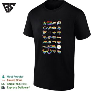 NFL Pride League Teams Logo Collection Rainbow Sports Fan Football T-Shirt