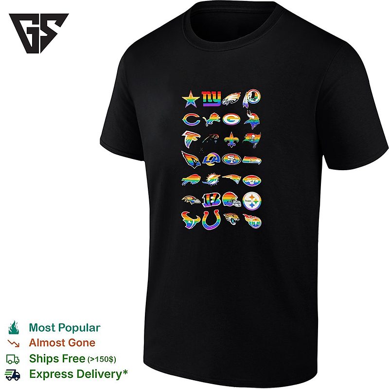 NFL Pride League Teams Logo Collection Rainbow Sports Fan Football T-Shirt NFL Pride League Teams Logo Collection Rainbow Sports Fan Football T-Shirt