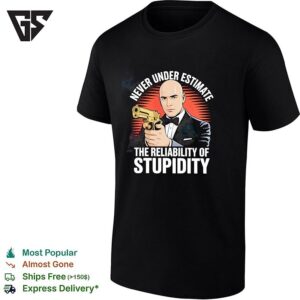 Never Underestimate The Reliability Of Stupidity Tuxedo Bow Tie Gunman Retro T-Shirt