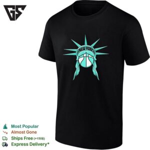 New York Basketball Statue Of Liberty Star Emblem Teal Logo T-Shirt