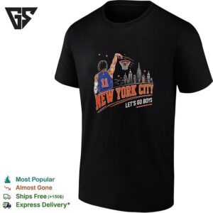 New York City Let’s Go Boys Basketball Player Dunking Skyline T-Shirt