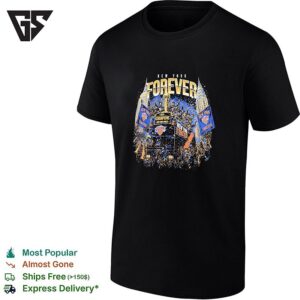 New York Forever Knicks Champions Skyline Night Fireworks Graphic T-Shirt