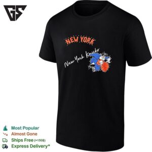 New York Knicks Bulldog Cape Mascot Dunking Illustration T-Shirt