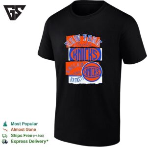 New York Knicks NBA Basketball Team Logo Text Print Graphic Sport T-Shirt