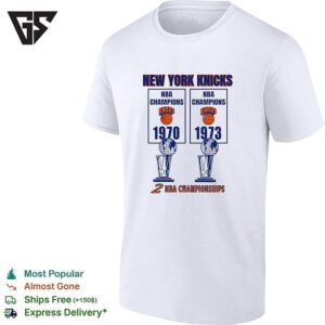 New York Knicks NBA Champions 1970 And 1973 Two Championships Banner T-Shirt