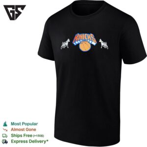 New York Knicks National Basketball Association Champs Mascot Side Prints Established 1946 Badge T-Shirt