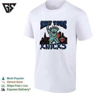 New York Knicks X Grateful Dead Dancing Bear Statue Of Liberty NBA Graphic T-Shirt