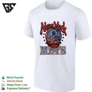 New York Mets X Grateful Dead Skull City Skyline Mlb Graphic T-Shirt