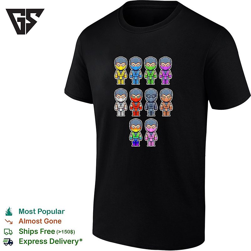 Ninja Kombat Ninjas From Mortal Kombat In Chibi Style T-Shirt Ninja Kombat Ninjas From Mortal Kombat In Chibi Style T-Shirt