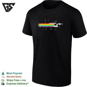 Nyan Cat Rainbow Pixel Art Space Sci-Fi Starship T-Shirt