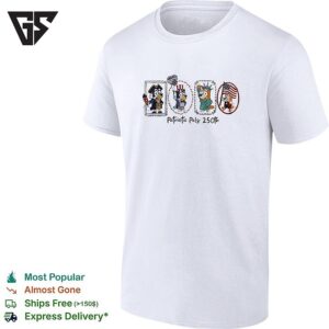 Patriotic Pals 250th Cartoon Ducks Colonial Costume Stamp Frame Illustration T-Shirt