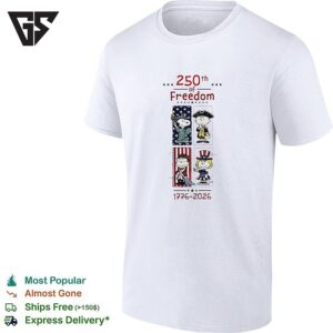 Peanuts Characters 250th Of Freedom 1776 2026 Patriotic Stamp Portraits T-Shirt
