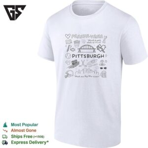 Pennsylvania Pittsburgh Black And Gold State Of Mind Meet Me By The River Doodle T-Shirt