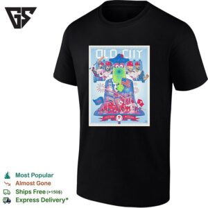 Phillie Phanatic Holding Flag Old City Philadelphia T-Shirt