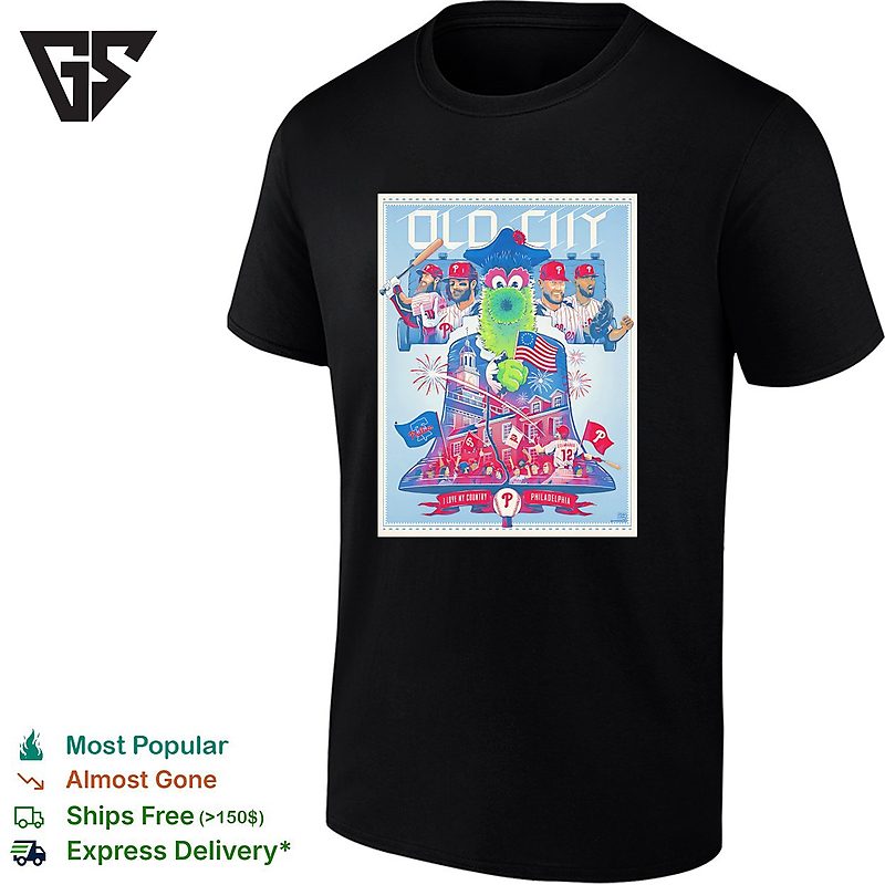 Phillie Phanatic Holding Flag Old City Philadelphia T-Shirt Phillie Phanatic Holding Flag Old City Philadelphia T-Shirt