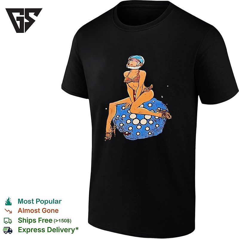 Pinup Woman In Astronaut Helmet Sitting On Disco Ball Moon T-Shirt Pinup Woman In Astronaut Helmet Sitting On Disco Ball Moon T-Shirt