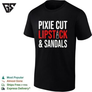 Pixie Cut Lipstick And Sandals Featuring Typography Aesthetic Fashion Design T-Shirt
