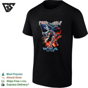 Powerwolf Wolf Knight Holding Flag W.o.a 2026 Festival Illustration Poster T-Shirt