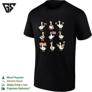 Pride Goose Collection Pride Flag Rainbow Birds Cute Animal Pattern T-Shirt