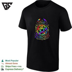 Pride Protection Rainbow Pentagram Birds Colorful Graphic T-Shirt