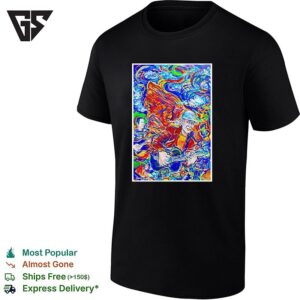 Psychedelic Guitarist Colorful Swirling Abstract Concert Framed Poster Art T-Shirt
