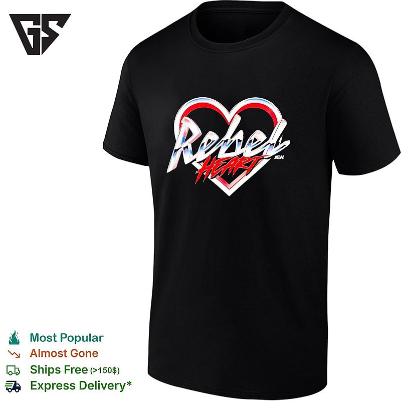 Rebel Heart Aew Wrestling Logo Print Quality Graphic T-Shirt Rebel Heart Aew Wrestling Logo Print Quality Graphic T-Shirt