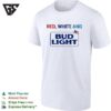 Red White And Bud Light Beer Logo With American Flag Bold Lettering Graphic T-Shirt