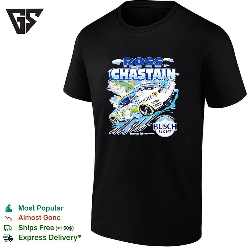 Ross Chastain 1 Busch Light Bass Fishing Trackhouse Nascar T-Shirt Ross Chastain 1 Busch Light Bass Fishing Trackhouse Nascar T-Shirt