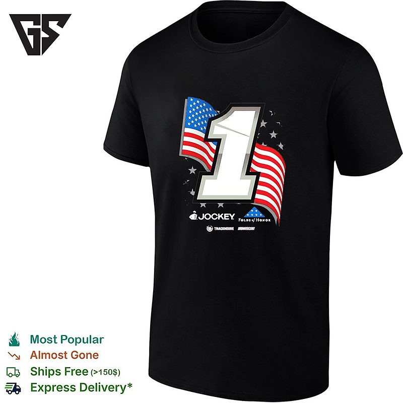 Ross Chastain 1 Jockey Folds Of Honor American Flag Trackhouse Nascar T-Shirt Ross Chastain 1 Jockey Folds Of Honor American Flag Trackhouse Nascar T-Shirt